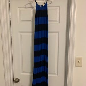 J crew maxi dress navy and blue Striped